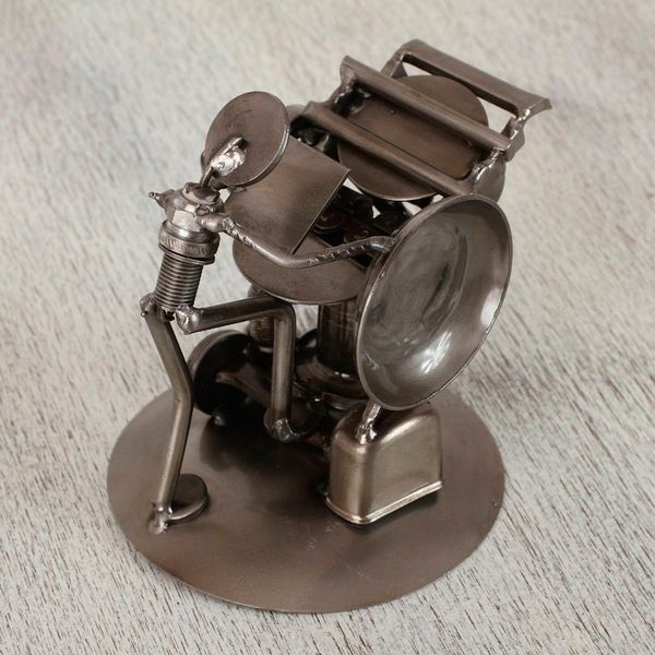 Alternate image for Recycled Metal Offset Print Unique Sculpture from Mexico Rustic Printer