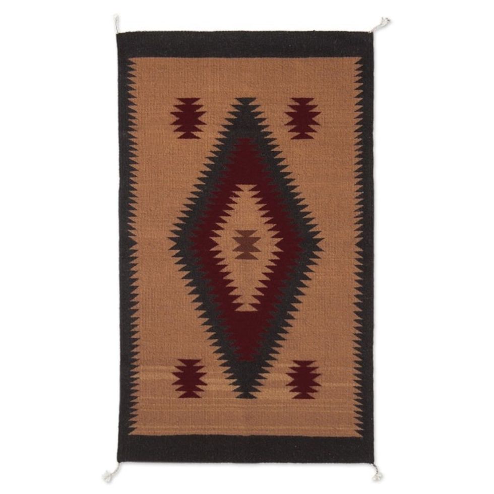 100 Wool Area Rug in Red Black and Tan with Diamonds 2x3 'Desert Diamonds'