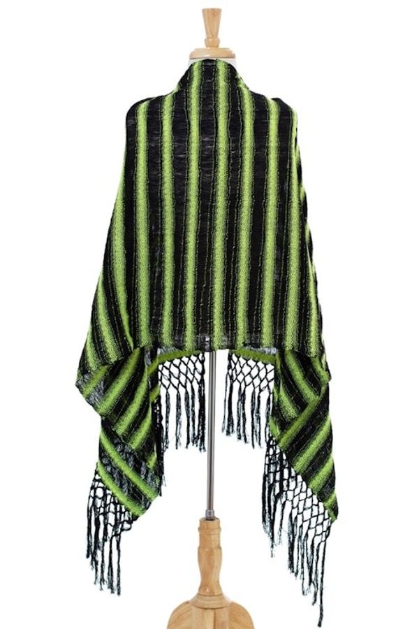 Alternate image for Hand Woven Cotton Shawl Chartreuse Stripes from Mexico Chartreuse Journey