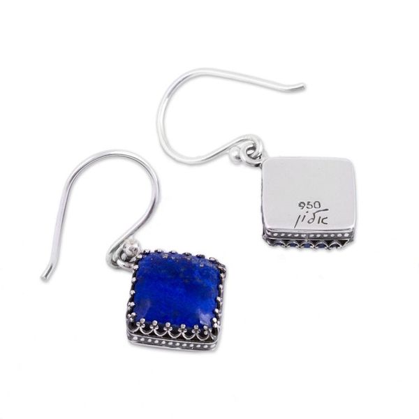 Alternate image for Square Lapis Lazuli Dangle Earrings from Mexico Blue Crowns