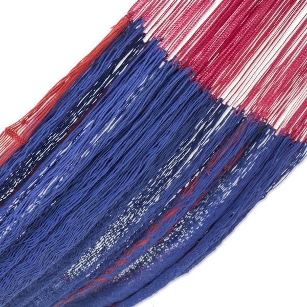 Alternate image for Blue Cotton Maya Hammock with Red Trim from Mexico Puerto Vallarta