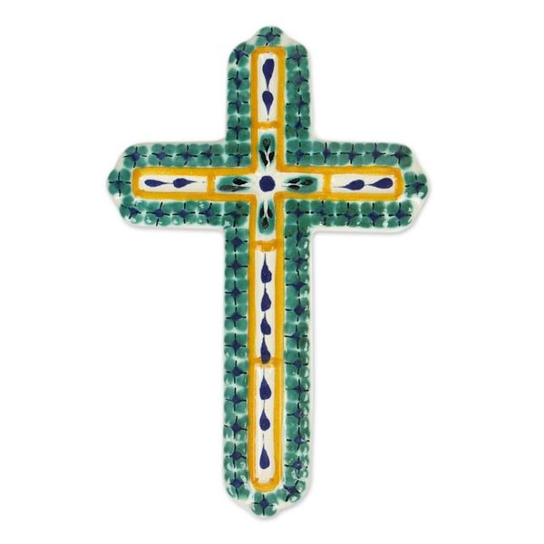 Alternate image for Hand Made Majolica Ceramic Wall Cross from Mexico Hope