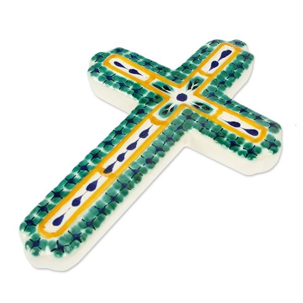 Alternate image for Hand Made Majolica Ceramic Wall Cross from Mexico Hope