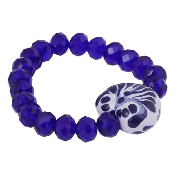 Alternate image for Ceramic and Crystal Heart Beaded Bracelet from Mexico Celestial Delight