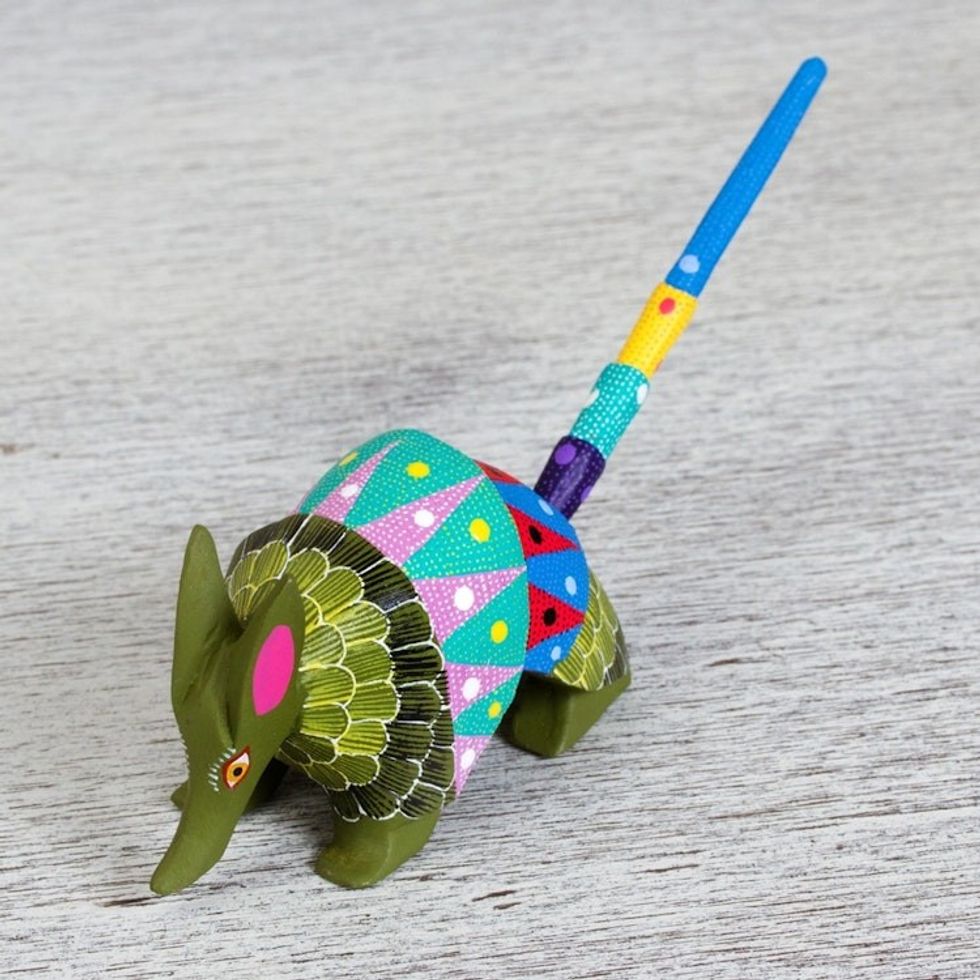 Mexican Handmade Copal Wood Armadillo Alebrije Figurine 'Scales and Dreams'