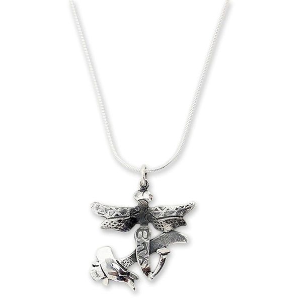 Alternate image for Hammer Dragonfly Art Sterling Silver Pendant Necklace The Hammer and the Dragonfly