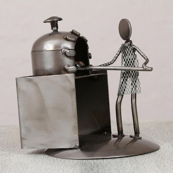 Alternate image for Upcycled Metal Auto Part Sculpture of a Baker from Mexico Baker