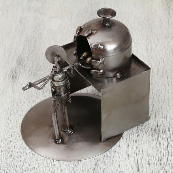 Alternate image for Upcycled Metal Auto Part Sculpture of a Baker from Mexico Baker