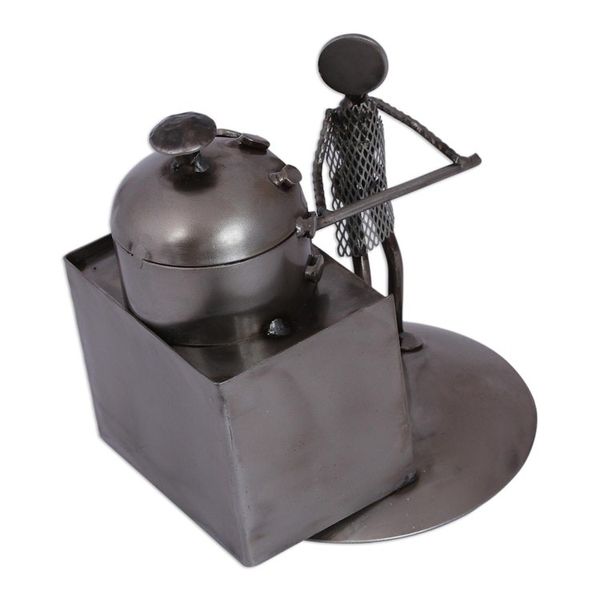 Alternate image for Upcycled Metal Auto Part Sculpture of a Baker from Mexico Baker