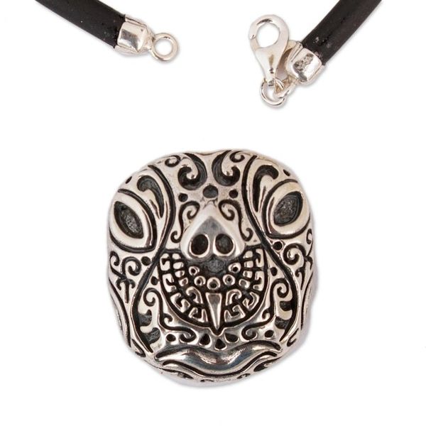 Alternate image for Sterling Silver Tortoise Pendant Necklace from Mexico Stylized Tortoise