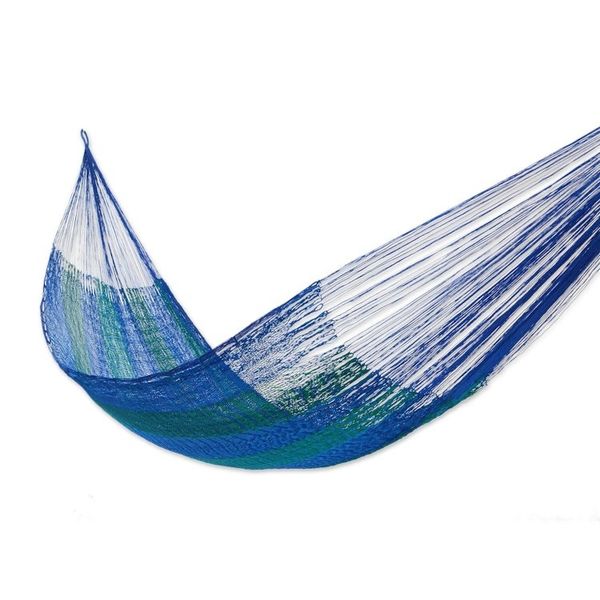 Alternate image for Striped Mayan Hammock Single Cool Lagoon