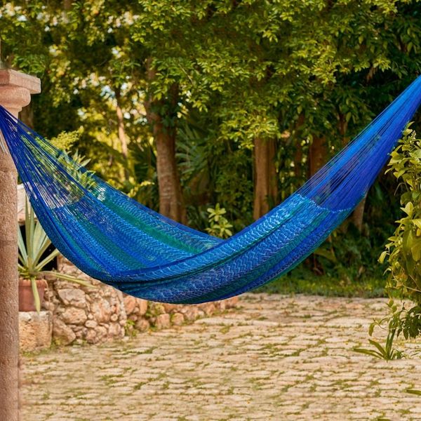 Alternate image for Striped Mayan Hammock Single Cool Lagoon