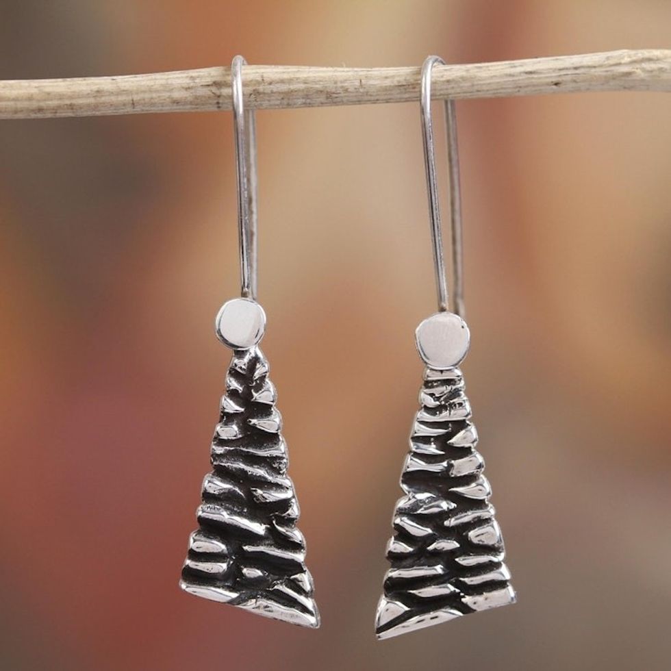 Modern Taxco Sterling Silver Dangle Earrings from Mexico 'Taxco Texture'