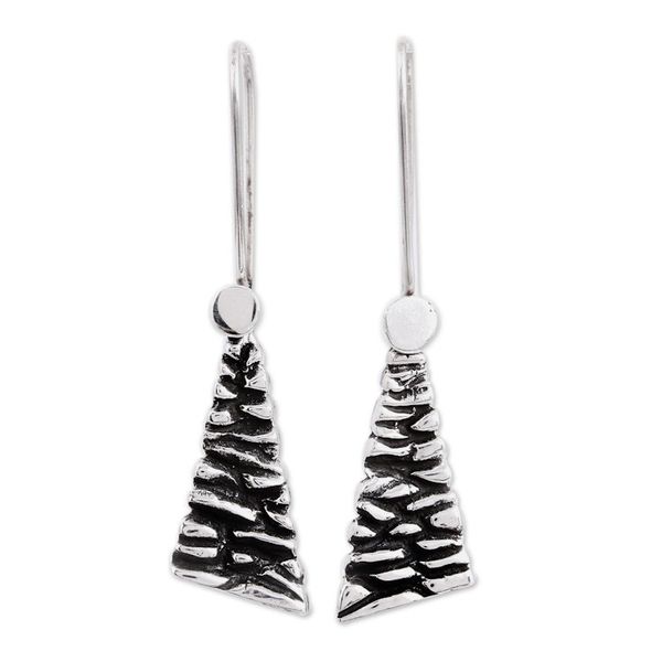 Alternate image for Modern Taxco Sterling Silver Dangle Earrings from Mexico Taxco Texture