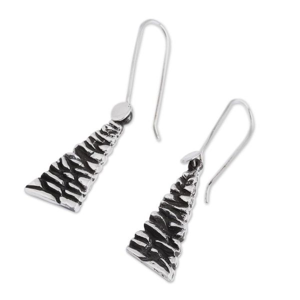 Alternate image for Modern Taxco Sterling Silver Dangle Earrings from Mexico Taxco Texture