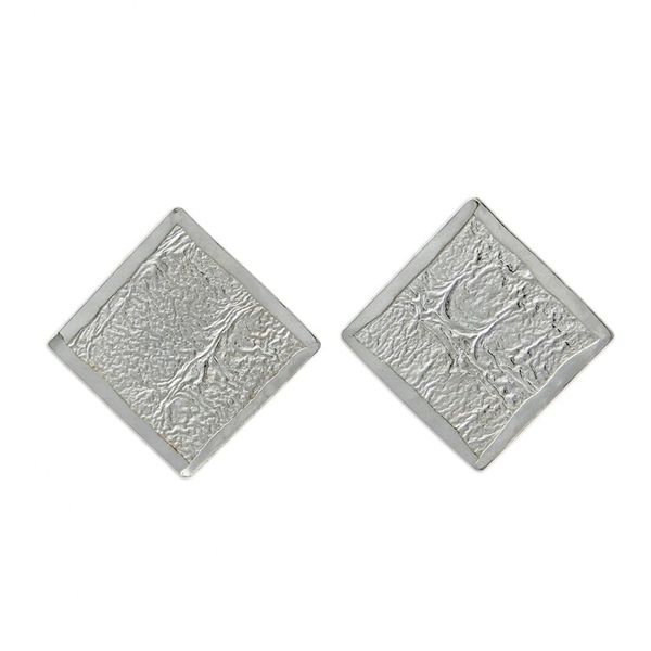 Alternate image for Sterling Silver Square Shaped Button Earrings from Mexico Windows of Texture