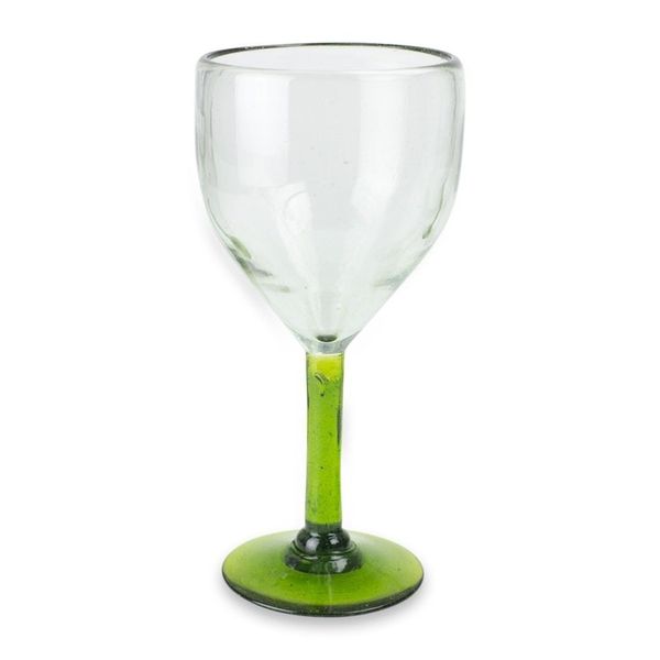 Alternate image for Hand Made Wine Glasses Blown Glass Art set of 4 Forest Mirage