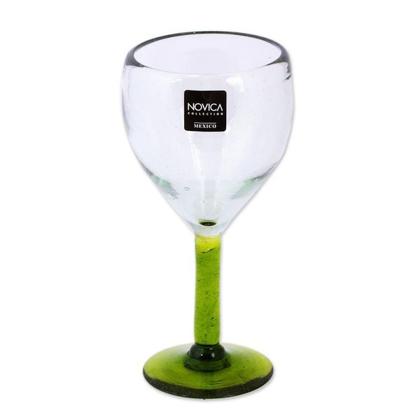 Alternate image for Hand Made Wine Glasses Blown Glass Art set of 4 Forest Mirage