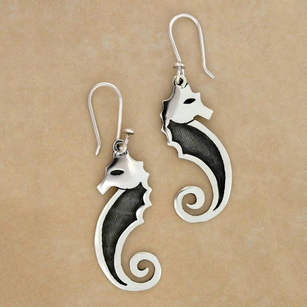 Alternate image for Sterling silver dangle earrings Seahorse