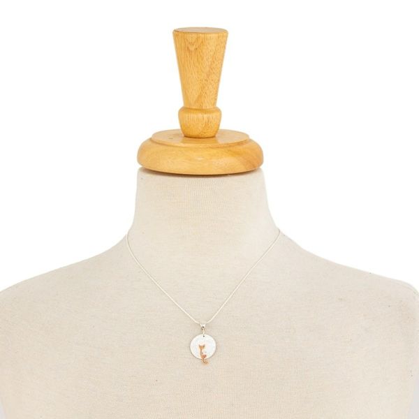 Alternate image for Sterling Silver and Copper Cat Pendant Necklace from Mexico Lunar Cat