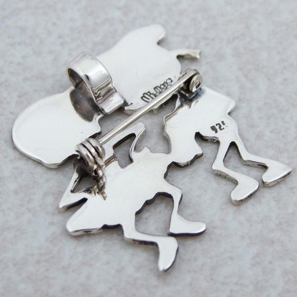 Alternate image for Signed Brooch Pendant from Mexican Day of the Dead Skeletal Matador Dance