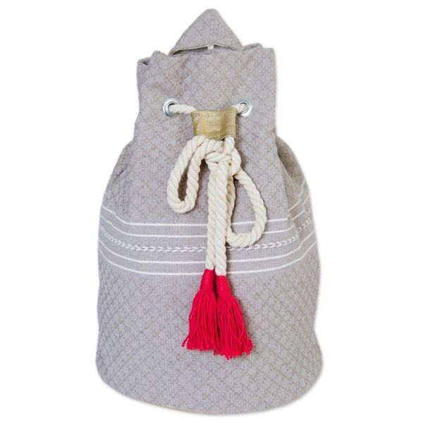 Alternate image for Striped Drawstring Cotton Backpack Handcrafted in Mexico Day Trip Dream