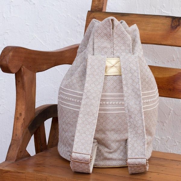Alternate image for Striped Drawstring Cotton Backpack Handcrafted in Mexico Day Trip Dream