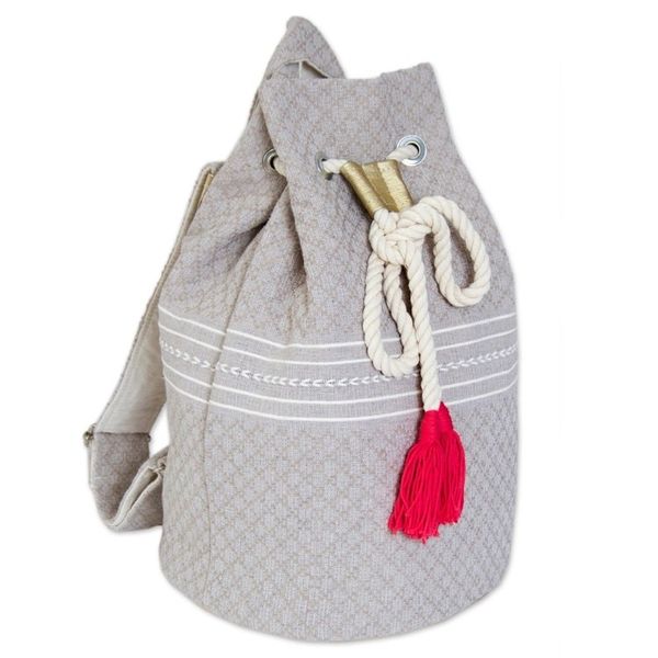 Alternate image for Striped Drawstring Cotton Backpack Handcrafted in Mexico Day Trip Dream