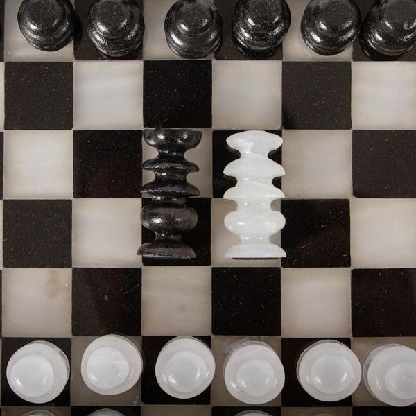 Alternate image for Onyx and Marble Chess Set in Black and Ivory 7.5 in. Black and Ivory Challenge