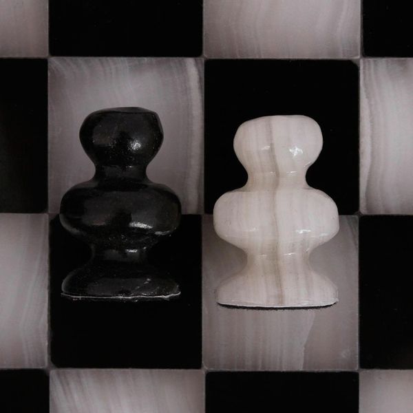 Alternate image for Onyx and Marble Chess Set in Black and Ivory 7.5 in. Black and Ivory Challenge