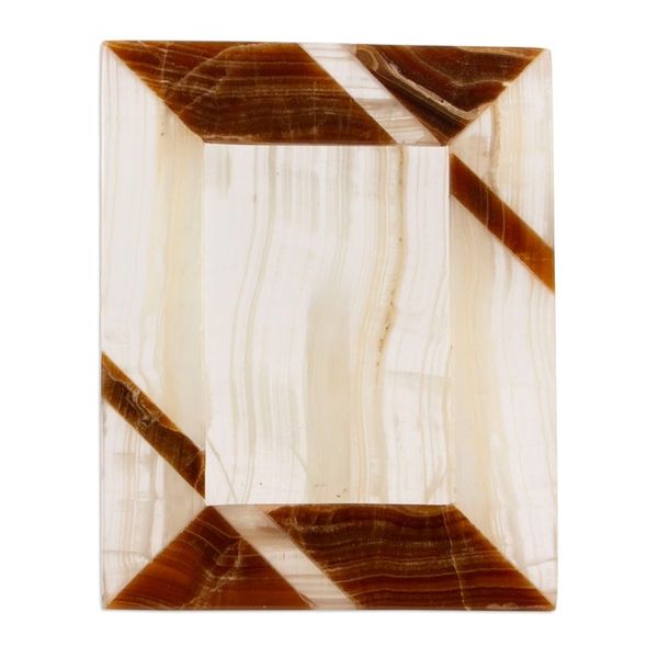 Alternate image for Modern Brown Onyx Photo Frame from Mexico 4x6 Modern Lines in Brown