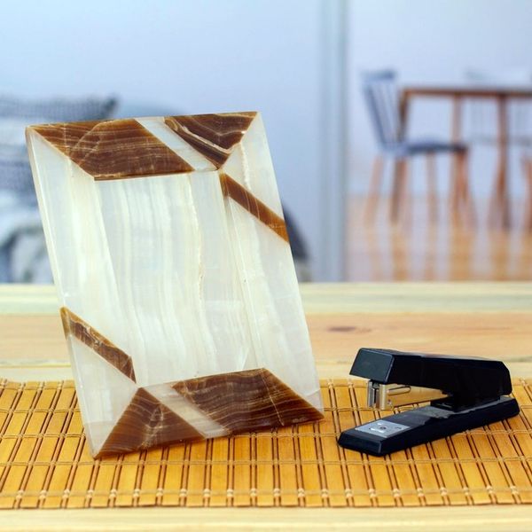 Alternate image for Modern Brown Onyx Photo Frame from Mexico 4x6 Modern Lines in Brown