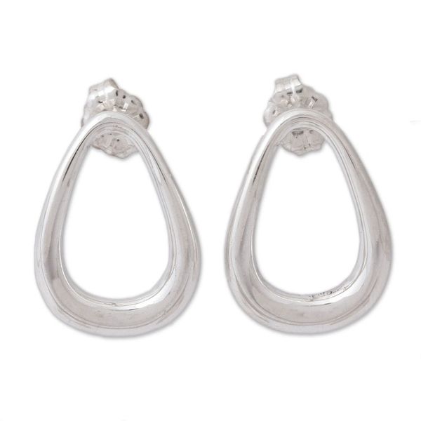 Alternate image for Pear-Shaped Sterling Silver Drop Earrings from Mexico Modern Pears