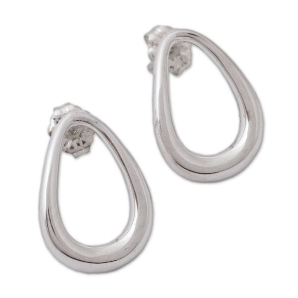 Alternate image for Pear-Shaped Sterling Silver Drop Earrings from Mexico Modern Pears