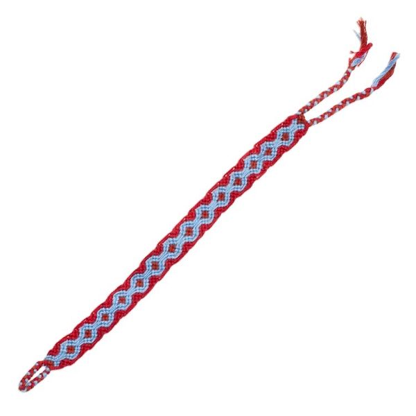 Alternate image for Periwinkle Blue and Russet Red Cotton Macrame Bracelet Geometric Path