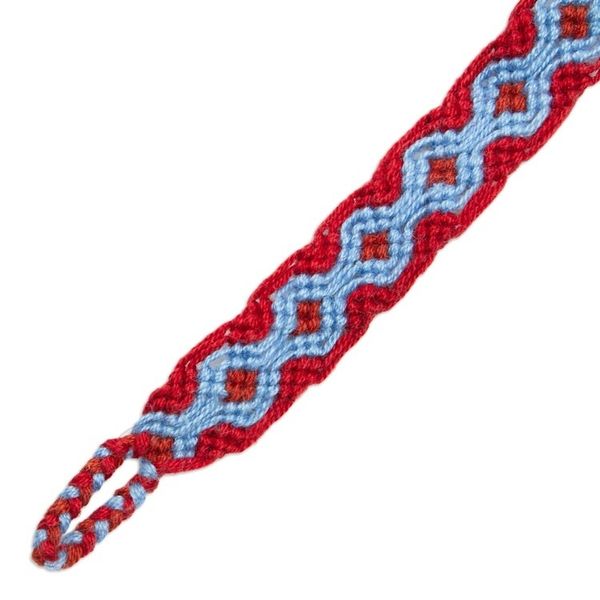 Alternate image for Periwinkle Blue and Russet Red Cotton Macrame Bracelet Geometric Path