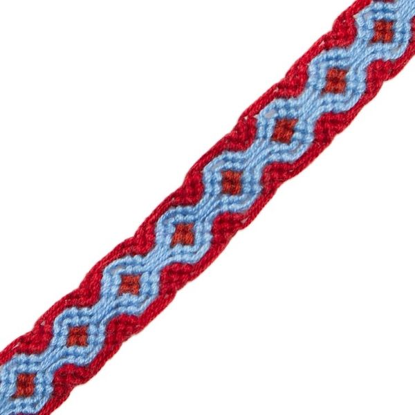 Alternate image for Periwinkle Blue and Russet Red Cotton Macrame Bracelet Geometric Path