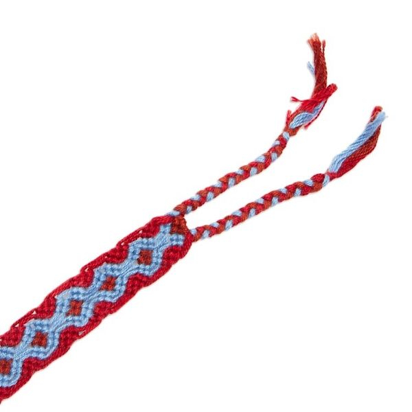 Alternate image for Periwinkle Blue and Russet Red Cotton Macrame Bracelet Geometric Path