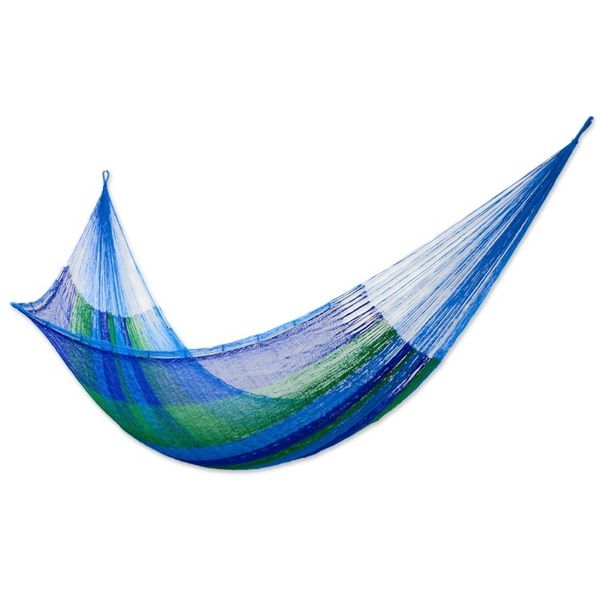 Alternate image for Artisan Crafted Striped Rope Hammock Single Sea Breeze