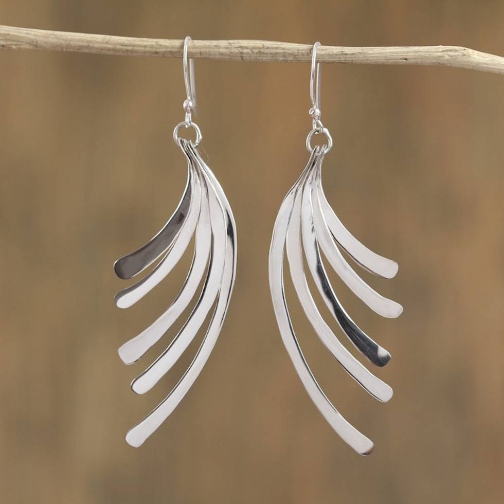Artisan Crafted Sterling Silver Dangle Earrings from Mexico 'Illusory Cascade'