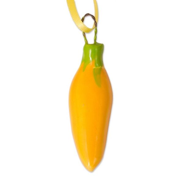 Alternate image for Yellow Ceramic Serrano Pepper Ornaments Set of 4 Serrano Peppers in Yellow