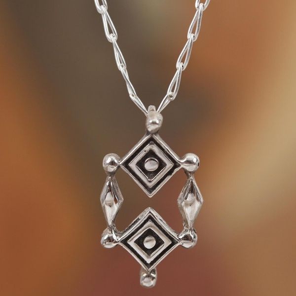 Alternate image for Sterling Silver Ojo de Dios Pendant Necklace from Mexico Gods Eyes