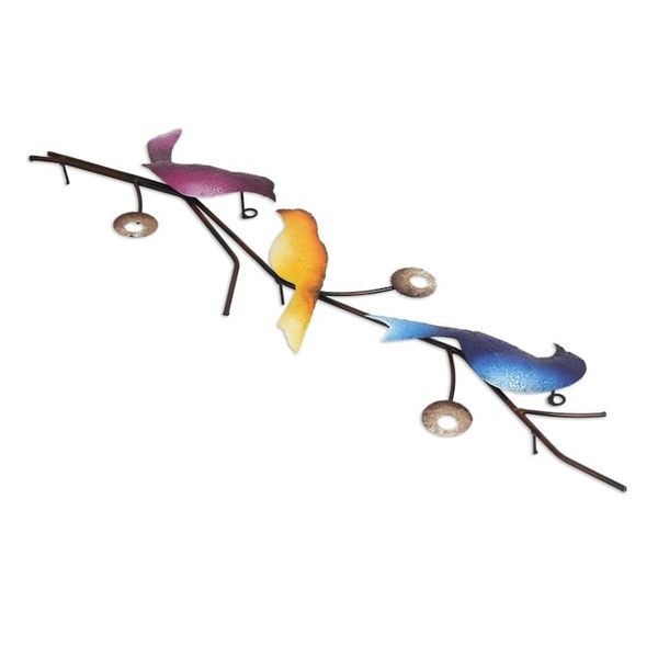 Alternate image for Steel Wall Sculpture of Three Colorful Birds from Mexico Singing Trio