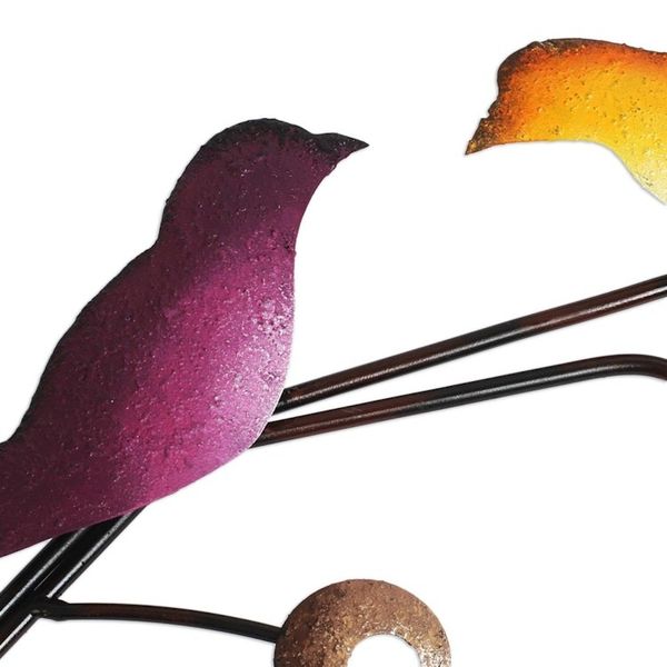 Alternate image for Steel Wall Sculpture of Three Colorful Birds from Mexico Singing Trio