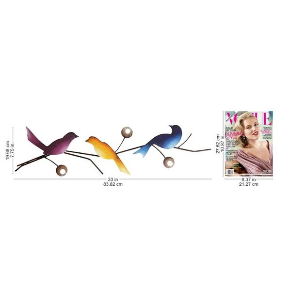 Alternate image for Steel Wall Sculpture of Three Colorful Birds from Mexico Singing Trio