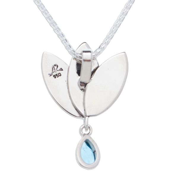 Alternate image for Artisan Crafted Floral Fine Silver Blue Topaz Necklace Mixtec Tulip