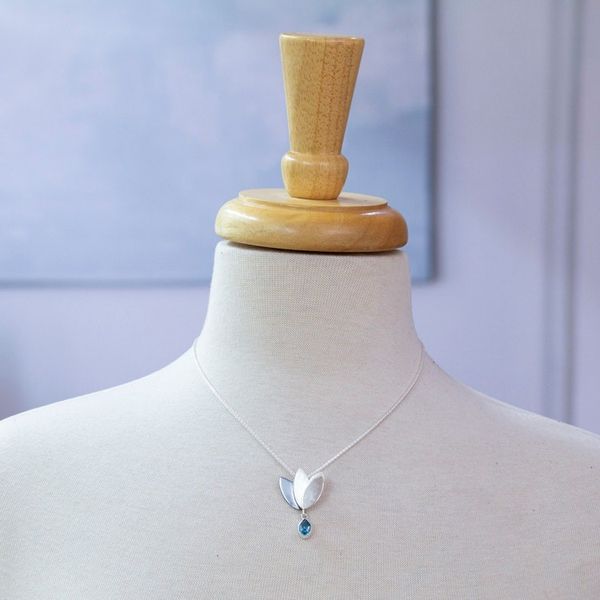 Alternate image for Artisan Crafted Floral Fine Silver Blue Topaz Necklace Mixtec Tulip