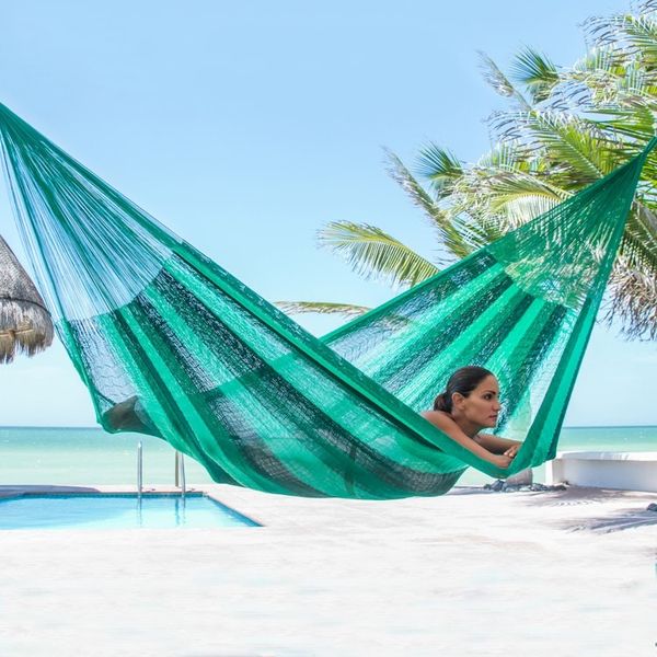 Alternate image for Striped Rope Hammock Double Caribbean Dream