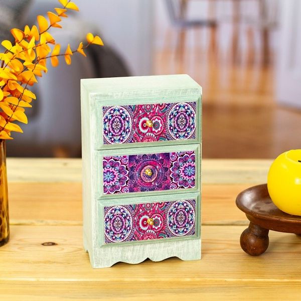Alternate image for Mandala Decoupage Wood Jewelry Chest from Mexico Mandala Keeper