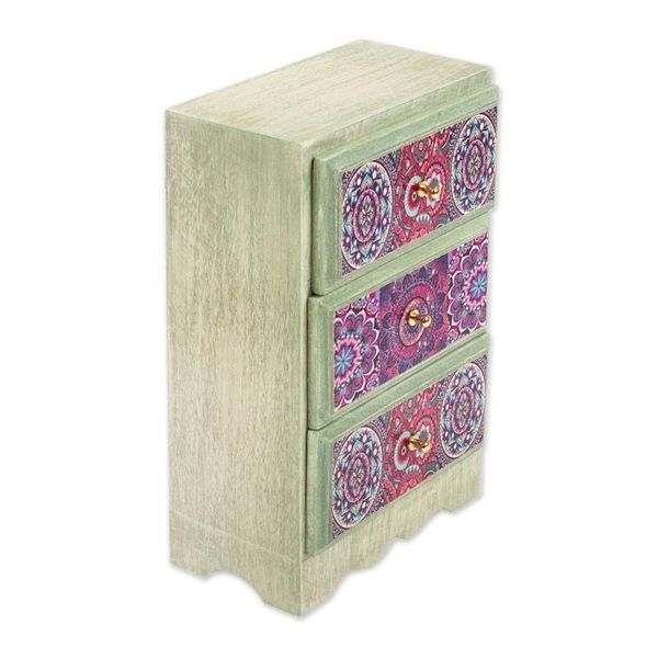 Alternate image for Mandala Decoupage Wood Jewelry Chest from Mexico Mandala Keeper